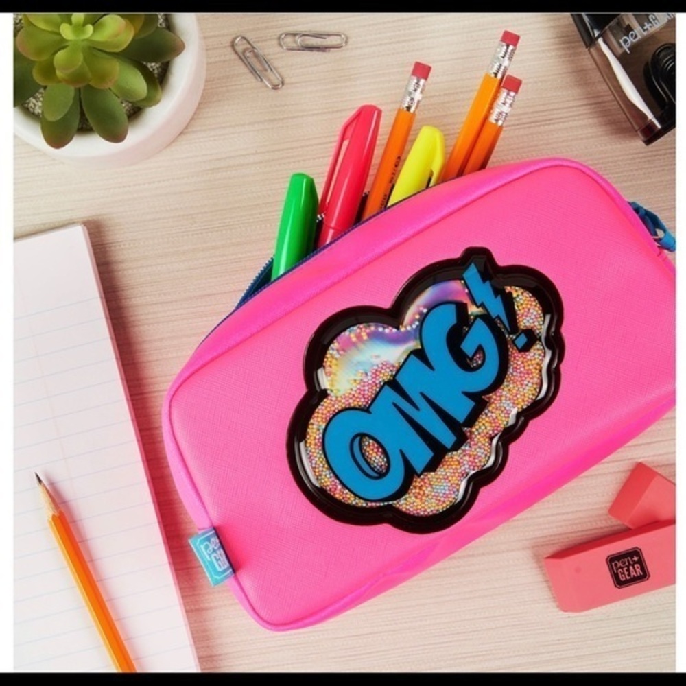 Pink color Fashion girls OMG pencil pouch